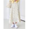 image:imageFloerns Womens Floral Print High Waisted Skirt Holiday Casual A Line Long SkirtsBeige Multi
