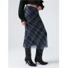 image:imageFloerns Womens Plaid Mesh Fishtail Skirt High Waist Lettuce Trim Summer Midi SkirtsBlue and White Plaid