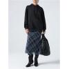 image:imageFloerns Womens Plaid Mesh Fishtail Skirt High Waist Lettuce Trim Summer Midi SkirtsBlue and White Plaid