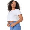 image:imageFloerns Womens Plus Size 2 Pcs Basic Short Sleeve Solid Crop Tops Tee ShirtsBlack and White