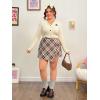 image:imageFloerns Womens Plus Size Asymmetrical Skorts High Waisted Skirts ShortsBrown Plaid