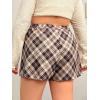 image:imageFloerns Womens Plus Size Asymmetrical Skorts High Waisted Skirts ShortsBrown Plaid