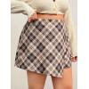 image:imageFloerns Womens Plus Size Asymmetrical Skorts High Waisted Skirts ShortsBrown Plaid