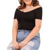 image:imageFloerns Womens Plus Size Basic Off Shoulder TShirt TopA Black