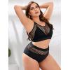 image:imageFloerns Womens Plus Size Bathing Suit Fishnet High Waist Bikini Set Rave OutfitBlack
