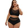 image:imageFloerns Womens Plus Size Bathing Suit Fishnet High Waist Bikini Set Rave OutfitBlack