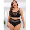 image:imageFloerns Womens Plus Size Bathing Suit Fishnet High Waist Bikini Set Rave OutfitBlack