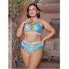 image:imageFloerns Womens Plus Size Bathing Suit Fishnet High Waist Bikini Set Rave OutfitBlue Multi
