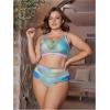 image:imageFloerns Womens Plus Size Bathing Suit Fishnet High Waist Bikini Set Rave OutfitBlue Multi