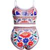 image:imageFloerns Womens Plus Size Bathing Suit Fishnet High Waist Bikini Set Rave OutfitBlue and Red