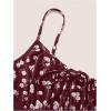 image:imageFloerns Womens Plus Size Boho Floral Milkmaid Bow Tie Ruched Cami Summer Holiday Flowy Mini DressBurgundy