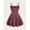 image:imageFloerns Womens Plus Size Boho Floral Milkmaid Bow Tie Ruched Cami Summer Holiday Flowy Mini DressBurgundy