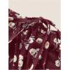 image:imageFloerns Womens Plus Size Boho Floral Milkmaid Bow Tie Ruched Cami Summer Holiday Flowy Mini DressBurgundy
