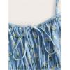 image:imageFloerns Womens Plus Size Boho Floral Milkmaid Bow Tie Ruched Cami Summer Holiday Flowy Mini DressLight Blue