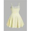image:imageFloerns Womens Plus Size Boho Floral Milkmaid Bow Tie Ruched Cami Summer Holiday Flowy Mini DressYellow