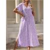 image:imageFloerns Womens Plus Size Boho Hawaiian Tropical Dresses V Neck Short Sleeve Floral A Line Long Dress Vacation Beach OutfitsPurple