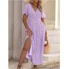 image:imageFloerns Womens Plus Size Boho Hawaiian Tropical Dresses V Neck Short Sleeve Floral A Line Long Dress Vacation Beach OutfitsPurple