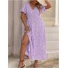 image:imageFloerns Womens Plus Size Boho Hawaiian Tropical Dresses V Neck Short Sleeve Floral A Line Long Dress Vacation Beach OutfitsPurple