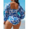 image:imageFloerns Womens Plus Size Boho One Piece Swimsuit Cut Out Monokini Vacation Bathing SuitBlue