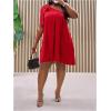 image:imageFloerns Womens Plus Size Bow One Shoulder Tunic Dress Sleeveless Party Night Out DressesRed