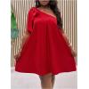 image:imageFloerns Womens Plus Size Bow One Shoulder Tunic Dress Sleeveless Party Night Out DressesRed