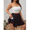 image:imageFloerns Womens Plus Size Cherry Print Skorts High Waist Wide Leg Cute Skirt ShortsBlack