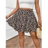 image:imageFloerns Womens Plus Size Cherry Print Skorts High Waist Wide Leg Cute Skirt ShortsKhaki Leopard