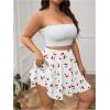 image:imageFloerns Womens Plus Size Cherry Print Skorts High Waist Wide Leg Cute Skirt ShortsWhite