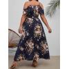 image:imageFloerns Womens Plus Size Cold Shoulder Short Sleeve Split Thigh Long DressBlack Floral