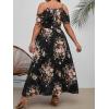 image:imageFloerns Womens Plus Size Cold Shoulder Short Sleeve Split Thigh Long DressBlack Flower