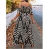 image:imageFloerns Womens Plus Size Cold Shoulder Short Sleeve Split Thigh Long DressBlack and Beige