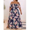 image:imageFloerns Womens Plus Size Cold Shoulder Short Sleeve Split Thigh Long DressBlue Ink