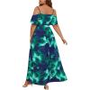 image:imageFloerns Womens Plus Size Cold Shoulder Short Sleeve Split Thigh Long DressBlue and Green