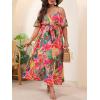 image:imageFloerns Womens Plus Size Cold Shoulder Short Sleeve Split Thigh Long DressCoral Pink