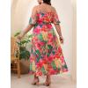 image:imageFloerns Womens Plus Size Cold Shoulder Short Sleeve Split Thigh Long DressCoral Pink
