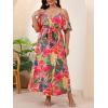 image:imageFloerns Womens Plus Size Cold Shoulder Short Sleeve Split Thigh Long DressCoral Pink