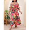 image:imageFloerns Womens Plus Size Cold Shoulder Short Sleeve Split Thigh Long DressCoral Pink