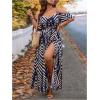 image:imageFloerns Womens Plus Size Cold Shoulder Short Sleeve Split Thigh Long DressDark Blue