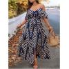 image:imageFloerns Womens Plus Size Cold Shoulder Short Sleeve Split Thigh Long DressDark Blue