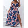 image:imageFloerns Womens Plus Size Cold Shoulder Short Sleeve Split Thigh Long DressDeep Blue