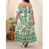 image:imageFloerns Womens Plus Size Cold Shoulder Short Sleeve Split Thigh Long DressForest Green and White
