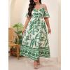 image:imageFloerns Womens Plus Size Cold Shoulder Short Sleeve Split Thigh Long DressForest Green and White