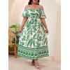 image:imageFloerns Womens Plus Size Cold Shoulder Short Sleeve Split Thigh Long DressForest Green and White