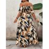image:imageFloerns Womens Plus Size Cold Shoulder Short Sleeve Split Thigh Long DressKhaki Multi