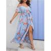 image:imageFloerns Womens Plus Size Cold Shoulder Short Sleeve Split Thigh Long DressLight Blue