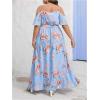 image:imageFloerns Womens Plus Size Cold Shoulder Short Sleeve Split Thigh Long DressLight Blue