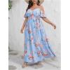 image:imageFloerns Womens Plus Size Cold Shoulder Short Sleeve Split Thigh Long DressLight Blue