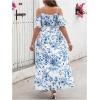 image:imageFloerns Womens Plus Size Cold Shoulder Short Sleeve Split Thigh Long DressPale Blue