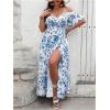 image:imageFloerns Womens Plus Size Cold Shoulder Short Sleeve Split Thigh Long DressPale Blue