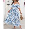 image:imageFloerns Womens Plus Size Cold Shoulder Short Sleeve Split Thigh Long DressPale Blue